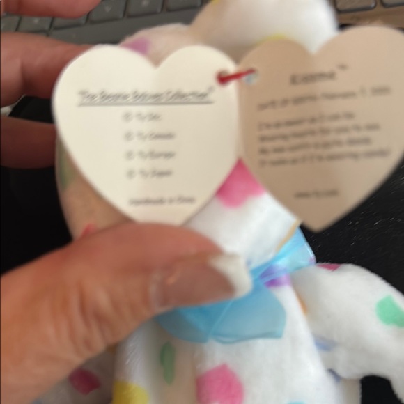 Ty White and Blue Plush Stuffed Animal Bear